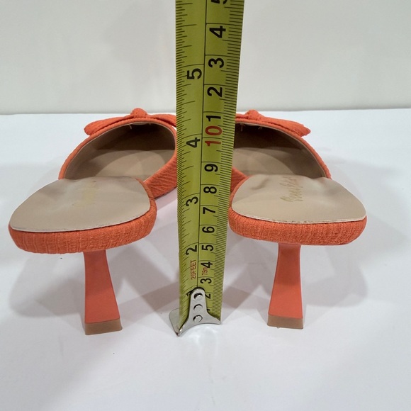 Orange Bow Mules kitten heel size 38 7.5/8 - Picture 5 of 8